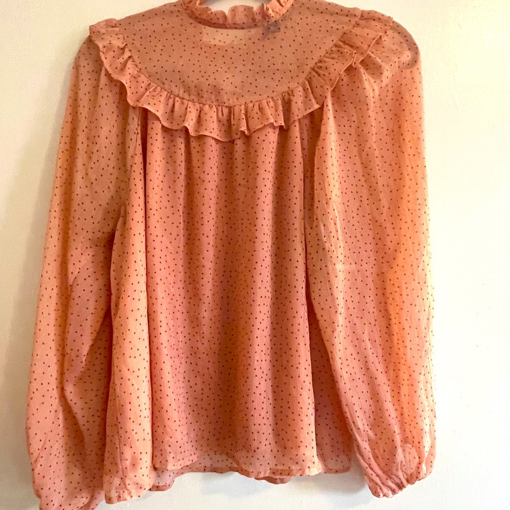 High Neck Rose Blouse with Sleeve Detail (M)